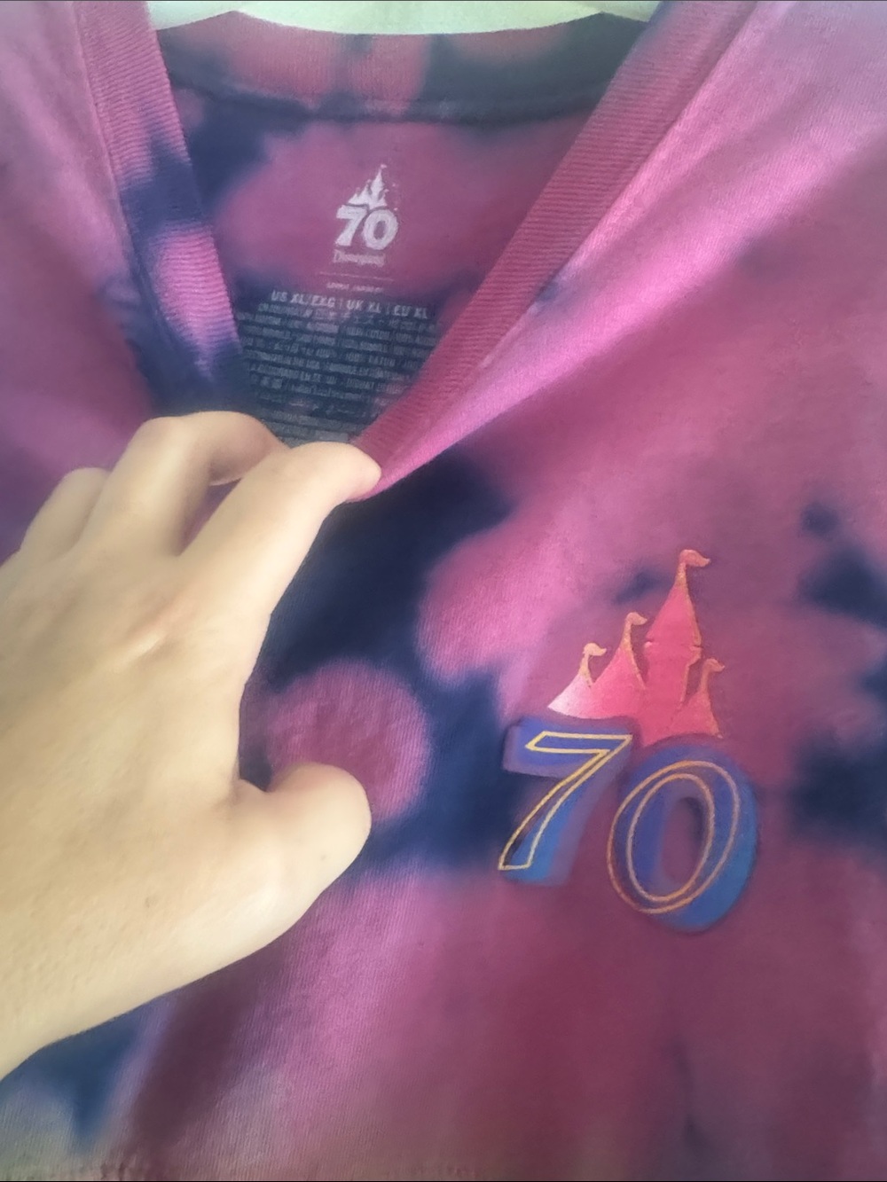Disney 70th Tie-Dye Long Sleeve Spirit Jersey T -Shirt - Picture 2 of 3